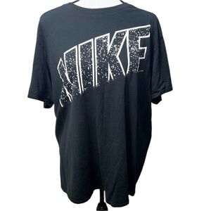 Nike Spellout Logo Speckled Black Athletic Cut Tee Size XL